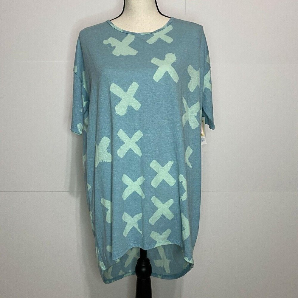 NWT Lularoe Irma XS “X” Design Hi-Low Teal Knit Top